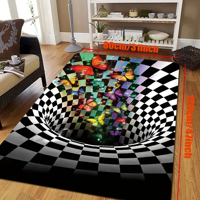 3D Geometric Illusion Rug - Non-Slip and Absorbent