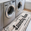 EYECY Laundry Room Rug Runner 24"X72" Non Slip TPRback Laundry Rugs for Laundry Room Decor Bordered Design Washable Runner Rugs for Kitchen Floor Laundry Room Bathroom Hallway Entryway Area Rugs-White