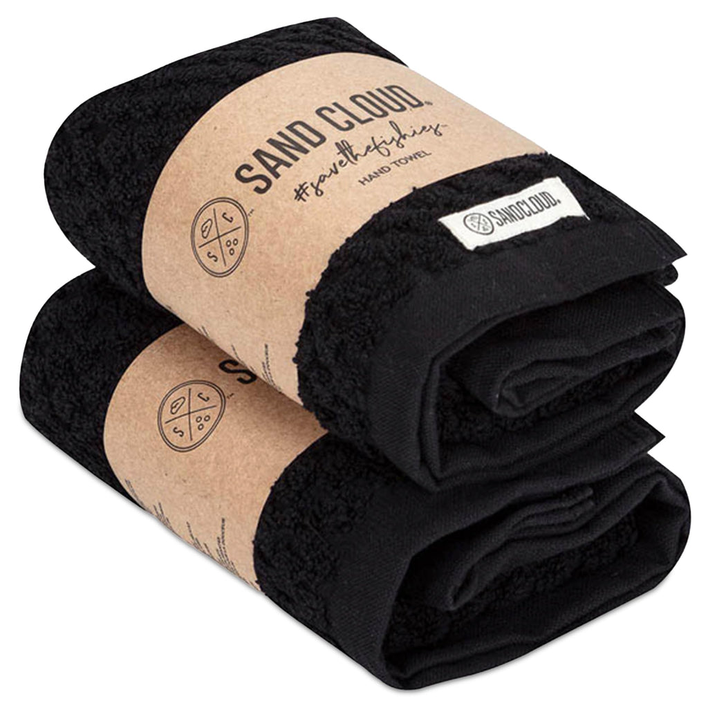 Sand Cloud Turkish Bath Towels for Bathroom Set of 2 (Atom Black Large) - Luxury Soft Linen Turkish Organic Cotton is Luxurious & Absorbent - Premium Shower & Bathroom Towels Dry Faster