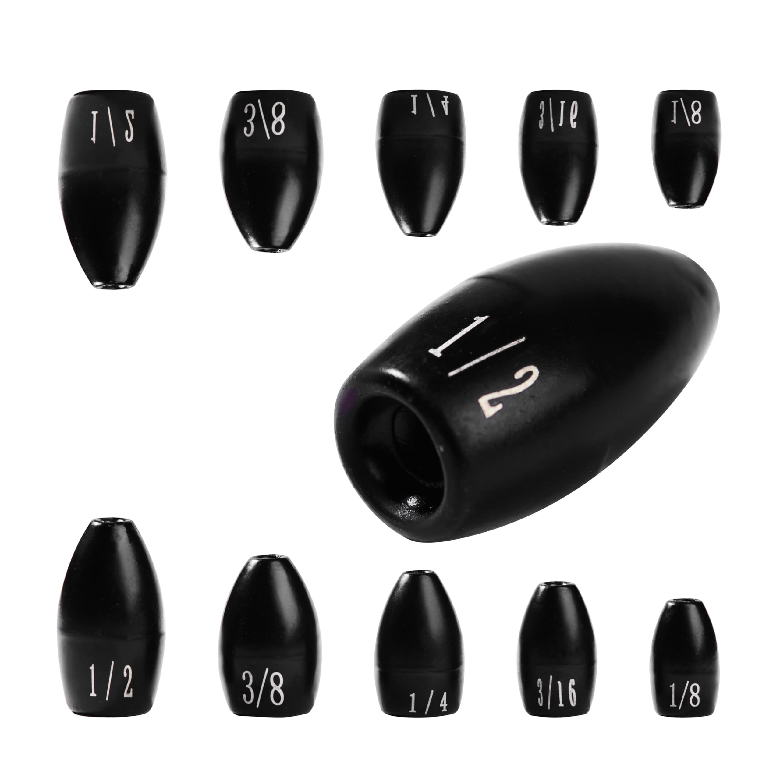 JUIFUTIME Tungsten Fishing Weights Tungsten Weights Fishing Tungsten Fishing Weights for Bass Fishing Bullet Fishing Sinkers Weights (3/16 oz - 10 Pack)
