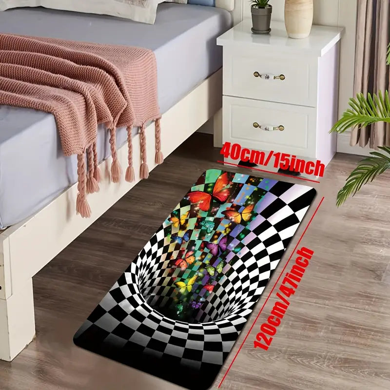3D Geometric Illusion Rug - Non-Slip and Absorbent