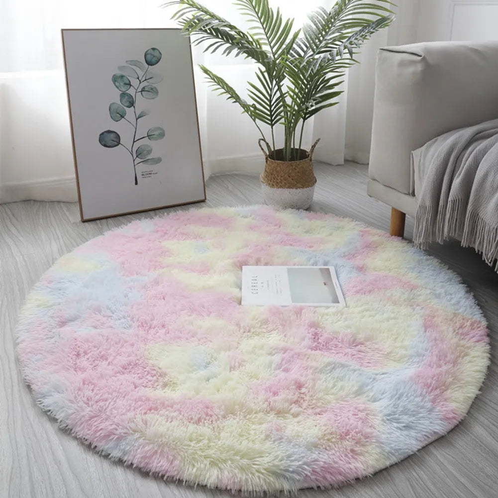 Plush Round Rug Mat Fluff White Carpet For Living Room Soft Home Decor Bedroom Room Decoration Salon Thick Pile Rug 40/60cm