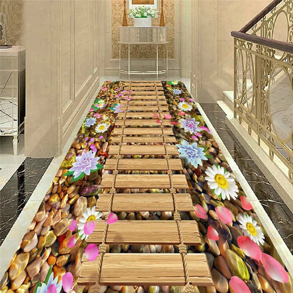 Visual Carpet 3D Graphic Illusion Cliff Falls Print Floor Mat Small Area Rug for Living Room Balcony Stair Kitchen Hallway Decor