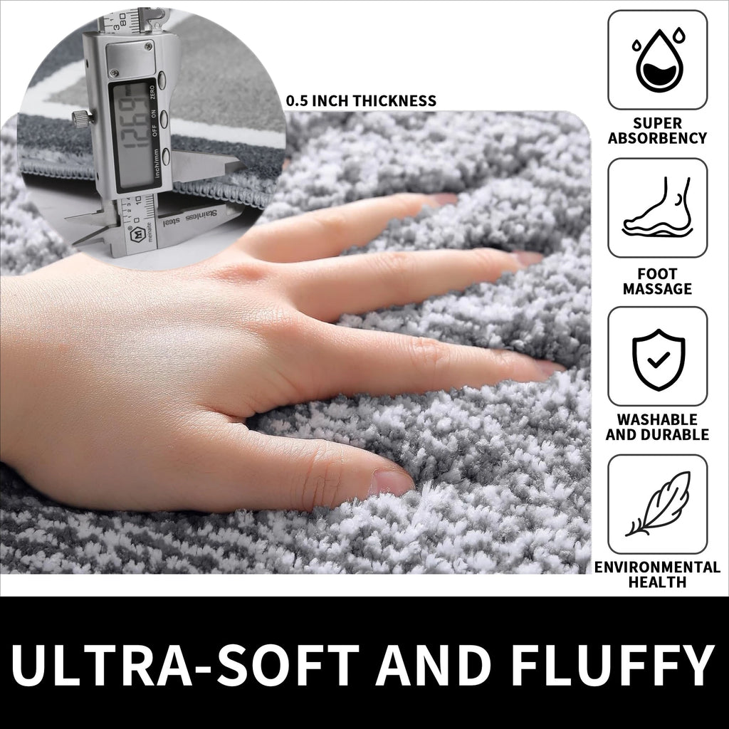Plush Bathroom Rugs Soft Super Absorbent Microfiber Bath Non-slip Mats Machine Washable Shaggy Carpeta Shower Foot Floor Mat