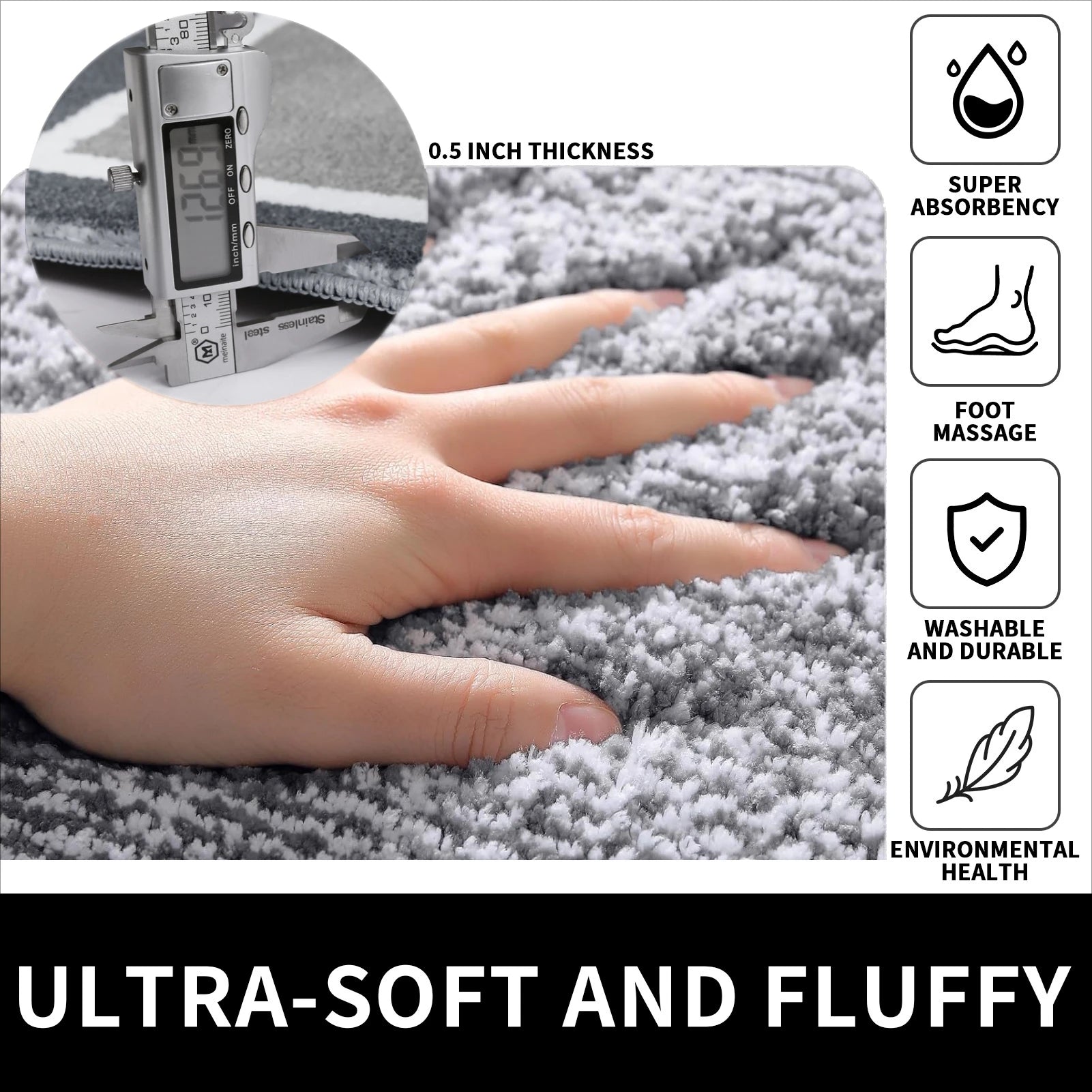 Plush Bathroom Rugs Soft Super Absorbent Microfiber Bath Non-slip Mats Machine Washable Shaggy Carpeta Shower Foot Floor Mat