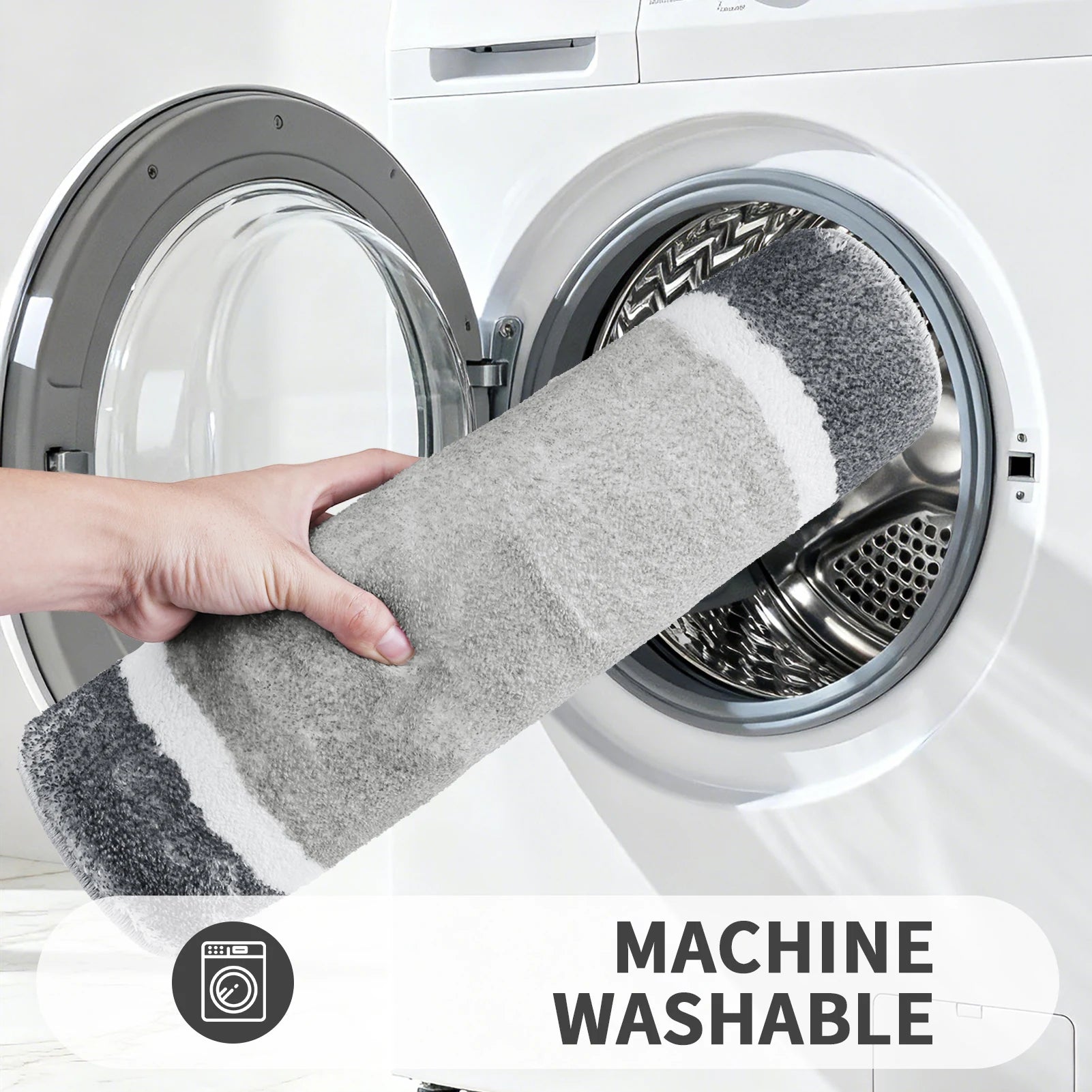 Plush Bathroom Rugs Soft Super Absorbent Microfiber Bath Non-slip Mats Machine Washable Shaggy Carpeta Shower Foot Floor Mat