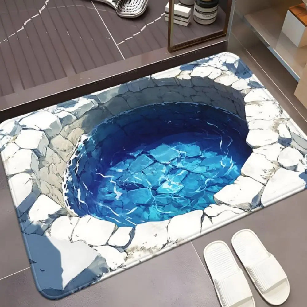 VIKAMA Creative 3D Water Hole Illusion Rug Anti Slip Floor Mat Stylish Home Entryway Carpet Household Decorative Floor Carpet