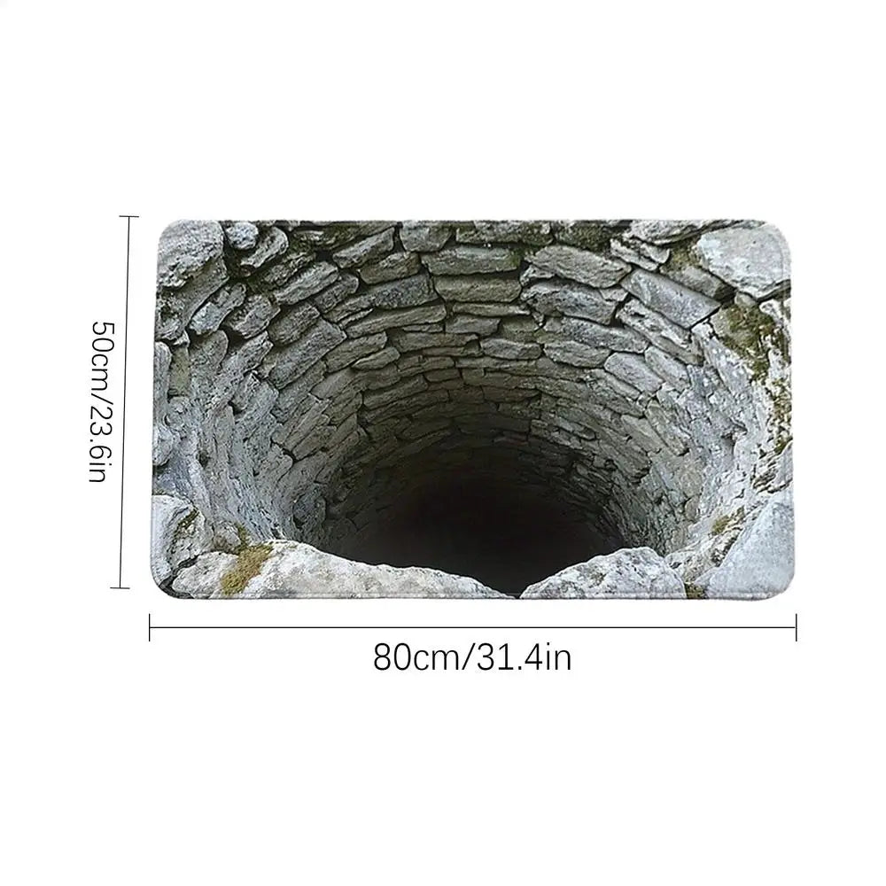 3D Floor Mats Optical Illusion Abyss Brick Stone Trap Illusion Non-Slip Absorbent Doormat 20x32" Entryway Rug For Indoor Outdoor