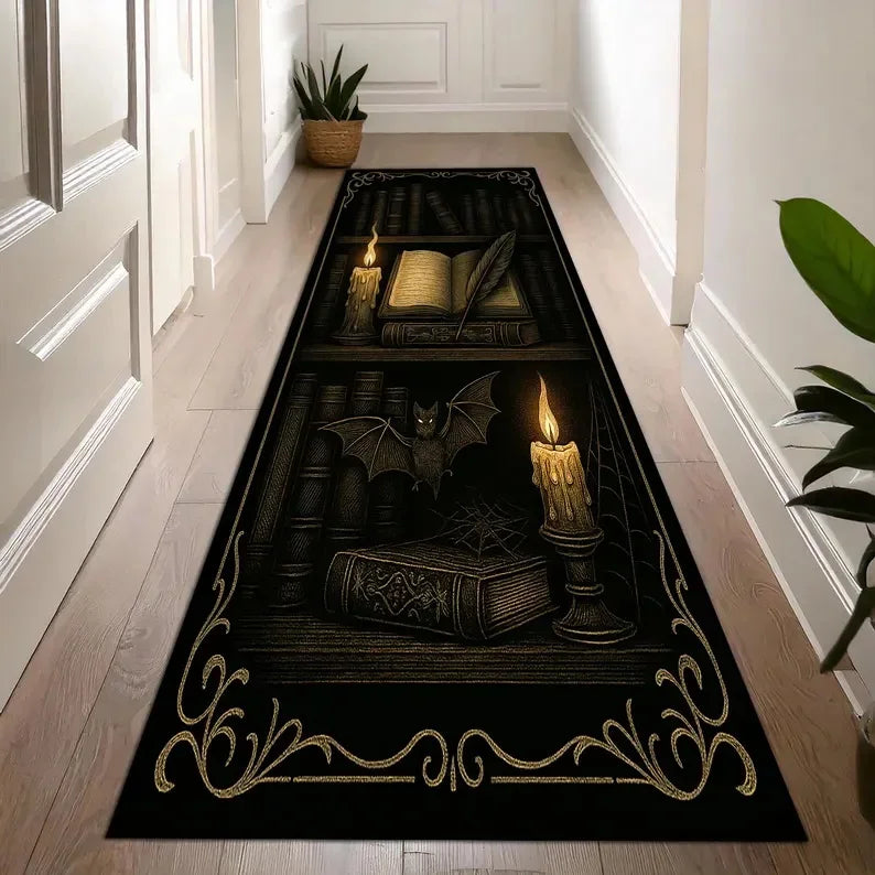 Gothic Bat Rug Occult Dark Decor Rug Entrance Corridors Passages Stairs Long Carpets Laundry Rooms Kitchens and Home Decor