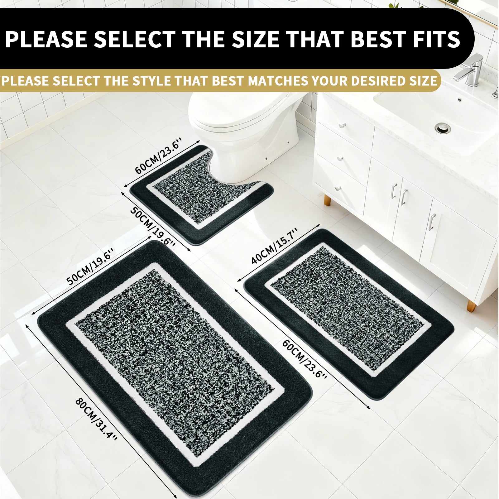 Plush Bathroom Rugs Soft Super Absorbent Microfiber Bath Non-slip Mats Machine Washable Shaggy Carpeta Shower Foot Floor Mat