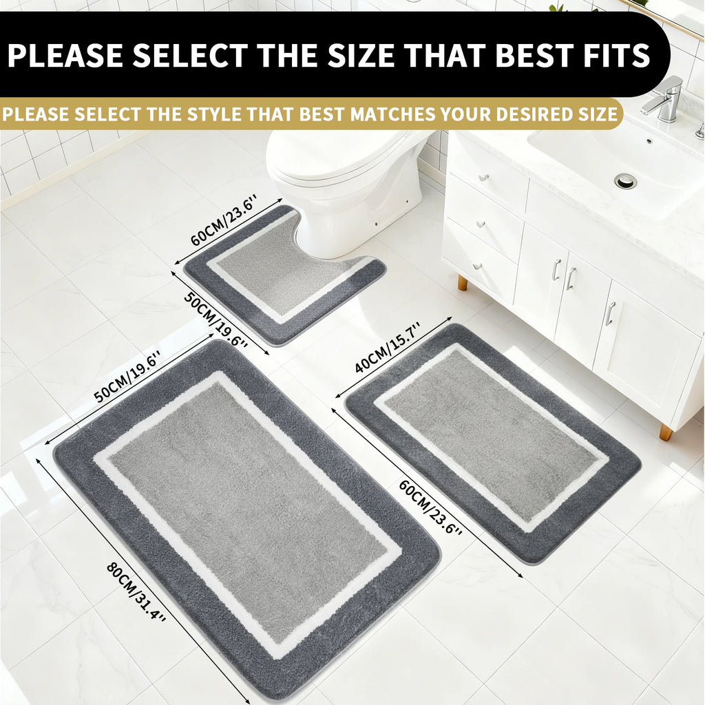 Plush Bathroom Rugs Soft Super Absorbent Microfiber Bath Non-slip Mats Machine Washable Shaggy Carpeta Shower Foot Floor Mat