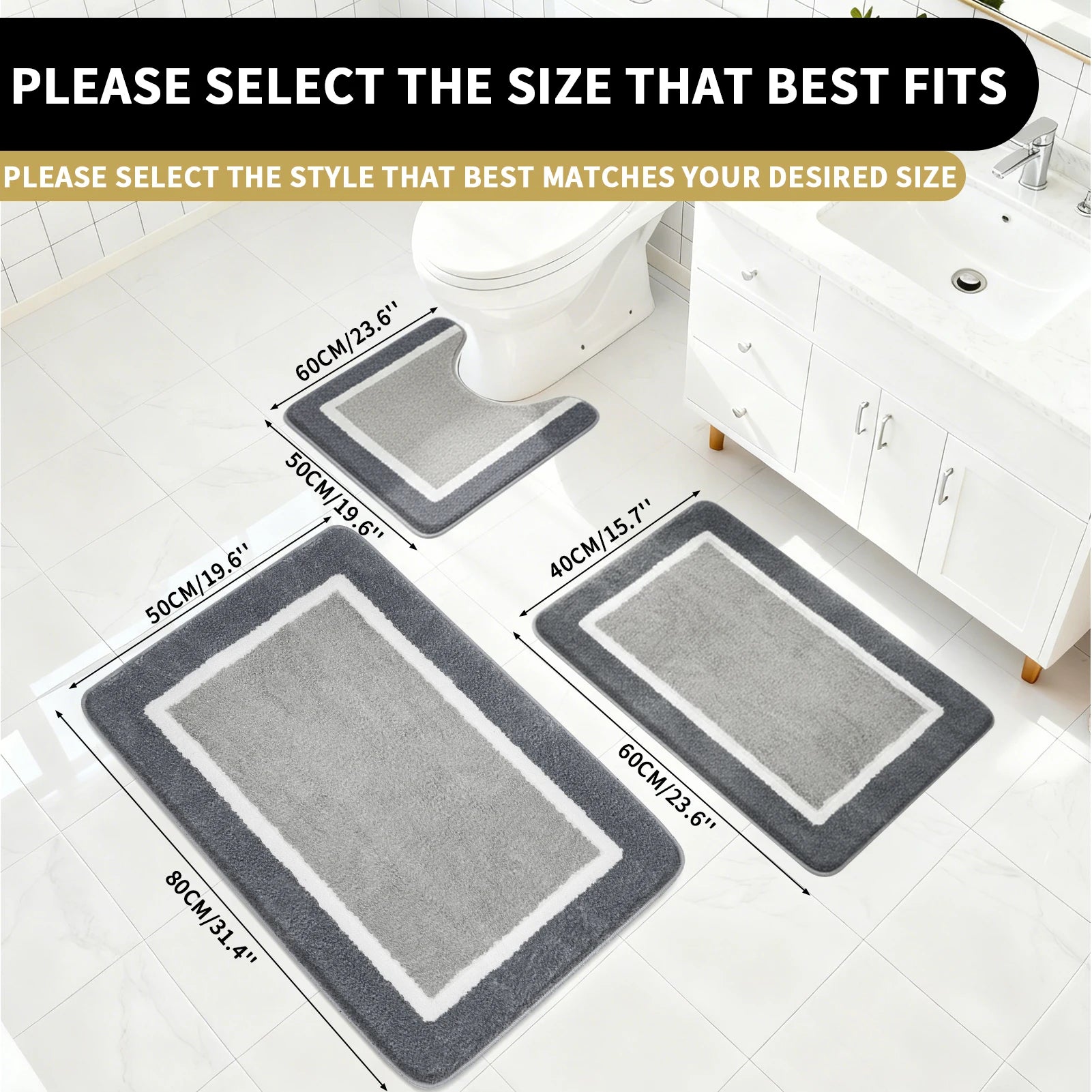 Plush Bathroom Rugs Soft Super Absorbent Microfiber Bath Non-slip Mats Machine Washable Shaggy Carpeta Shower Foot Floor Mat
