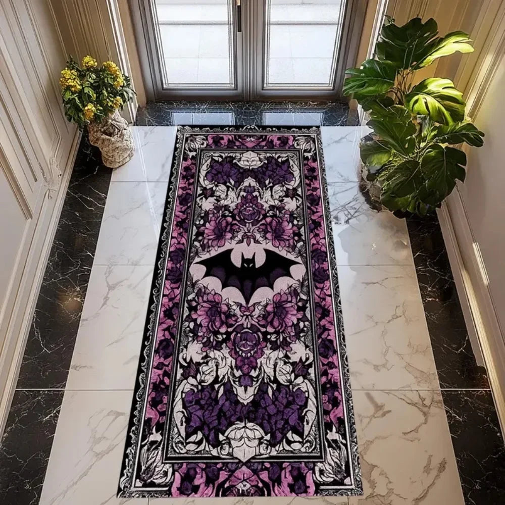Gothic Bat Rug Occult Dark Decor Rug Entrance Corridors Passages Stairs Long Carpets Laundry Rooms Kitchens and Home Decor