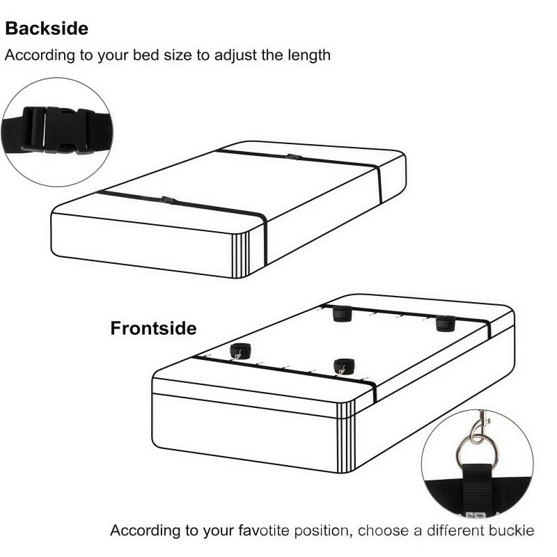 Premium Multi-Ring Bed Restraint Set Soft Plush Wrist And Ankle Restraints Durable And Adjustable Nylon Straps