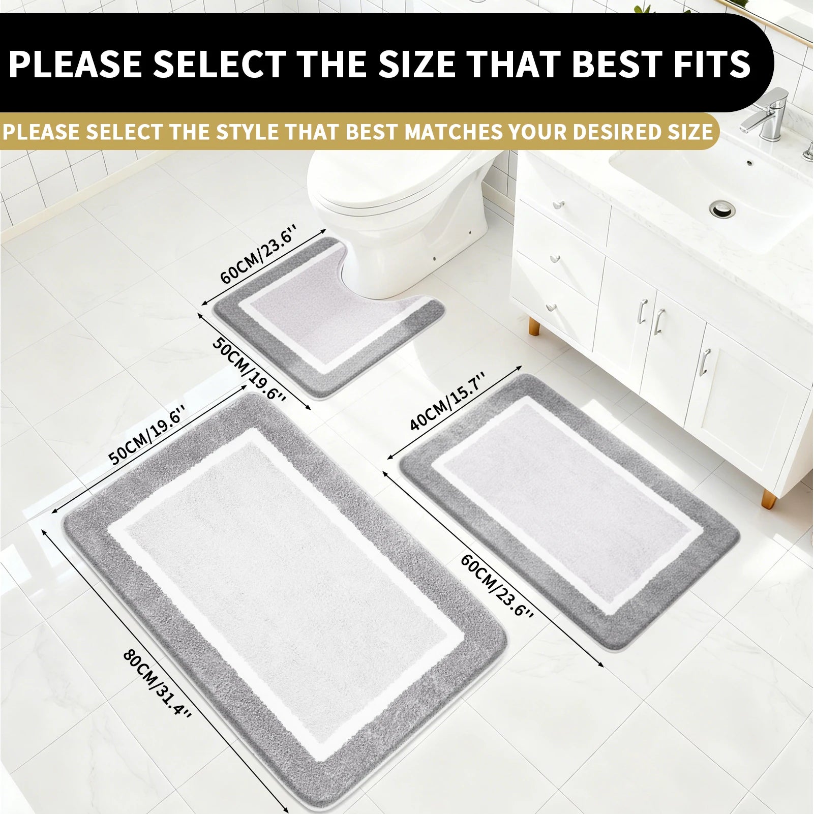 Plush Bathroom Rugs Soft Super Absorbent Microfiber Bath Non-slip Mats Machine Washable Shaggy Carpeta Shower Foot Floor Mat