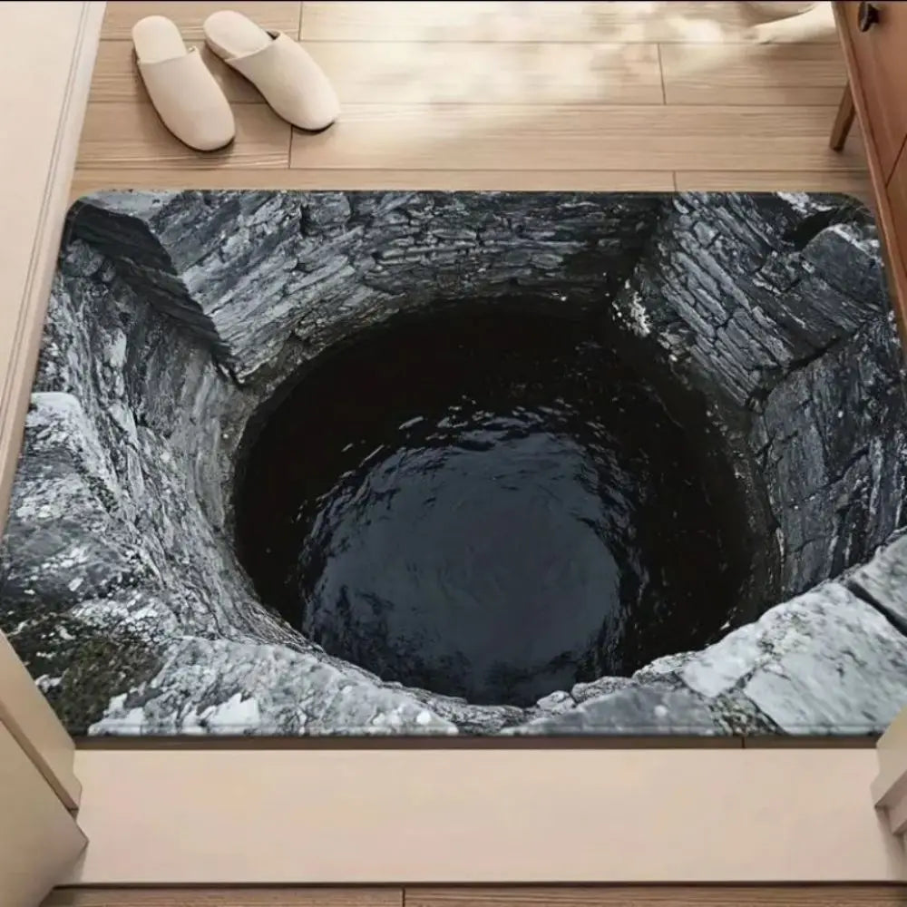 VIKAMA Creative 3D Water Hole Illusion Rug Anti Slip Floor Mat Stylish Home Entryway Carpet Household Decorative Floor Carpet