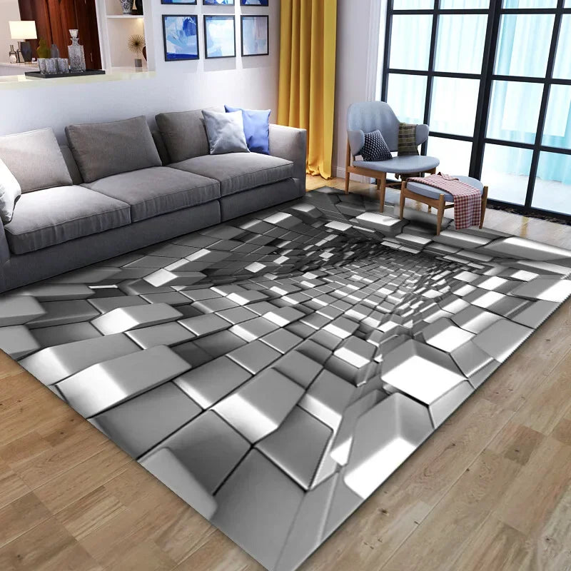 3D Optical Illusion Living Room Carpet Bedroom Living Room Anti-slip Floor Rug Soft Hallway Kitchen Floor Mats Home Decoration