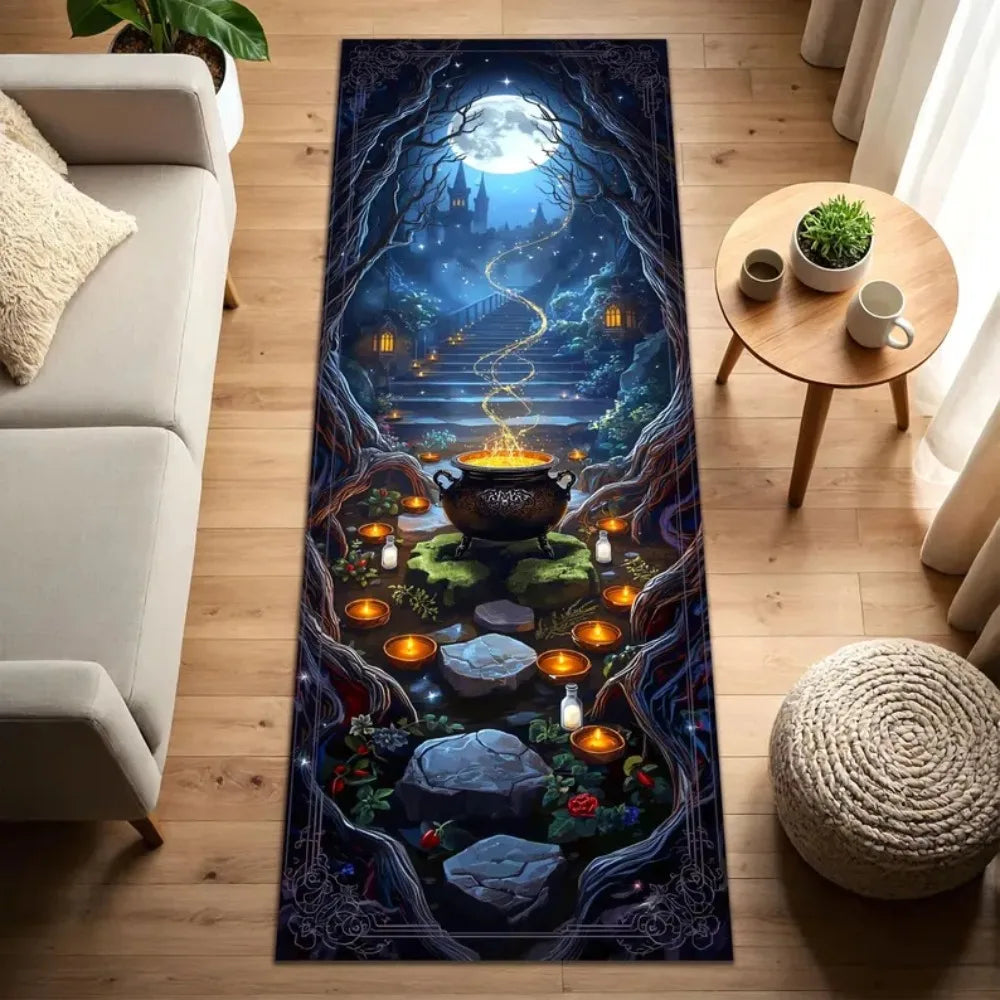Gothic Bat Rug Occult Dark Decor Rug Entrance Corridors Passages Stairs Long Carpets Laundry Rooms Kitchens and Home Decor
