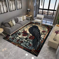 Gothic Raven Rug Symbols Dark Academia Rug Black Cool Satanic Carpet Home Bedroom Decorative Rug Floor Entrance Mat