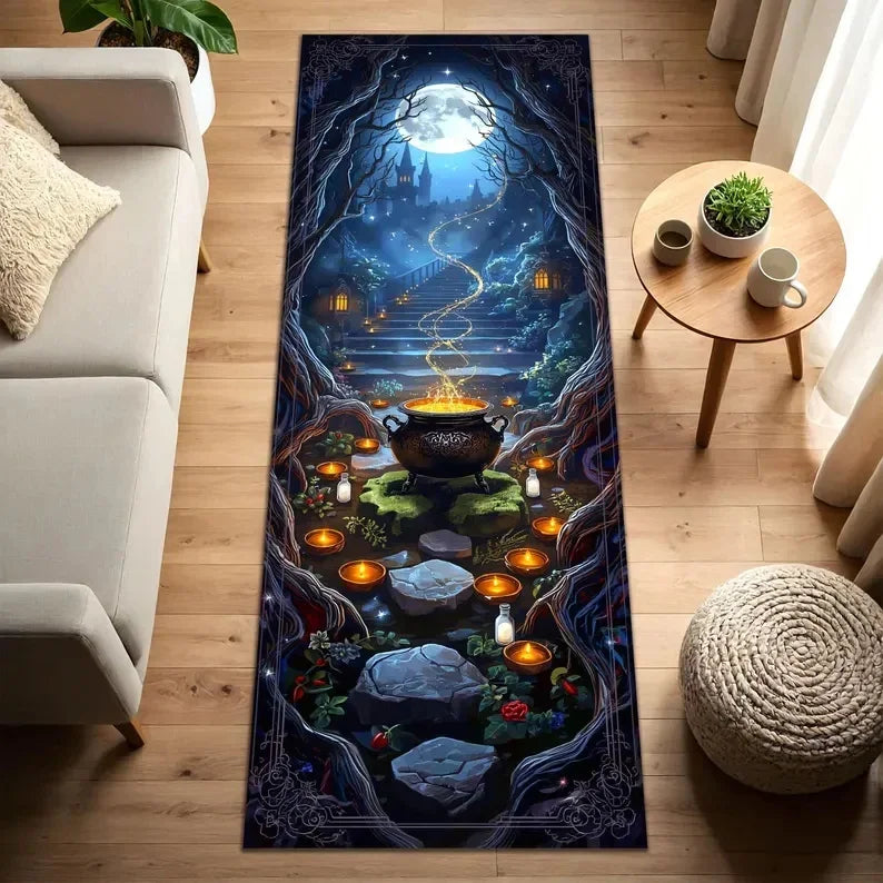 Gothic Bat Rug Occult Dark Decor Rug Entrance Corridors Passages Stairs Long Carpets Laundry Rooms Kitchens and Home Decor