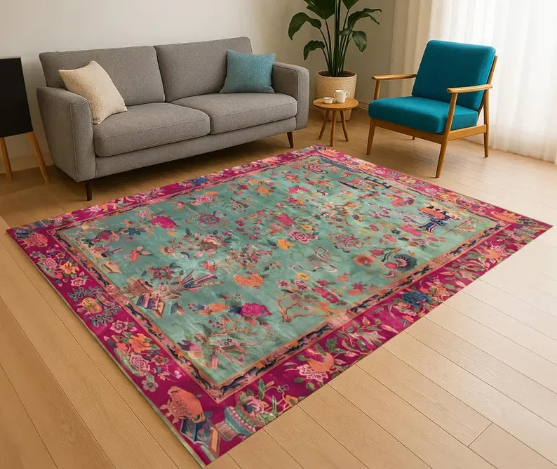 Tranquil Koi Garden 3D Illusion Area Rug Japanese Pond Floor Mat Zen Water Lily Carpet Non-Slip Printed Home Decor