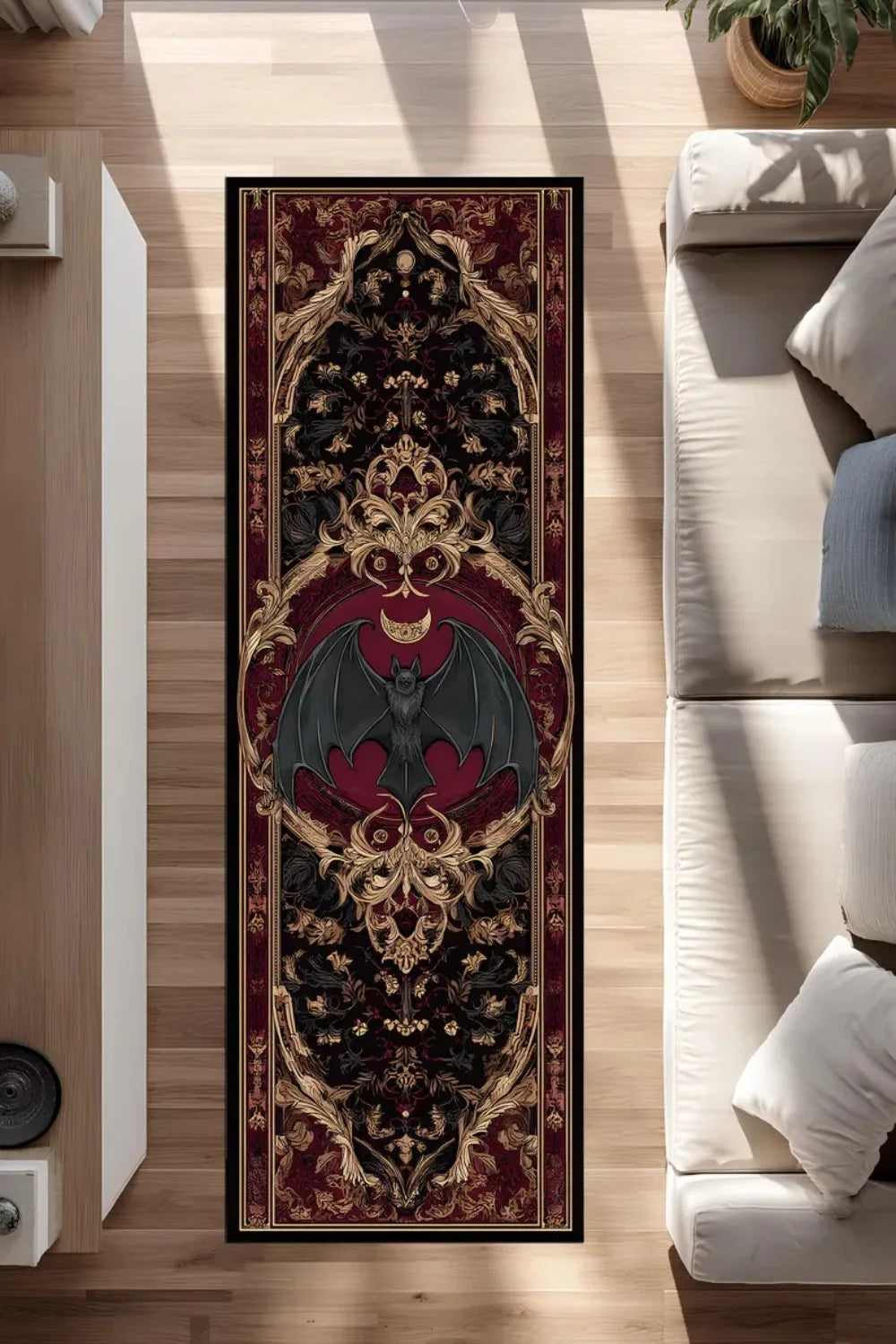 Gothic Bat Rug Occult Dark Decor Rug Entrance Corridors Passages Stairs Long Carpets Laundry Rooms Kitchens and Home Decor