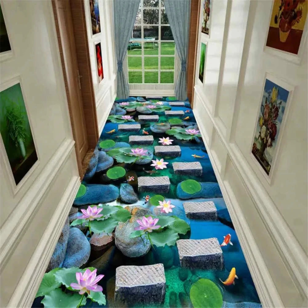 Visual Carpet 3D Graphic Illusion Cliff Falls Print Floor Mat Small Area Rug for Living Room Balcony Stair Kitchen Hallway Decor