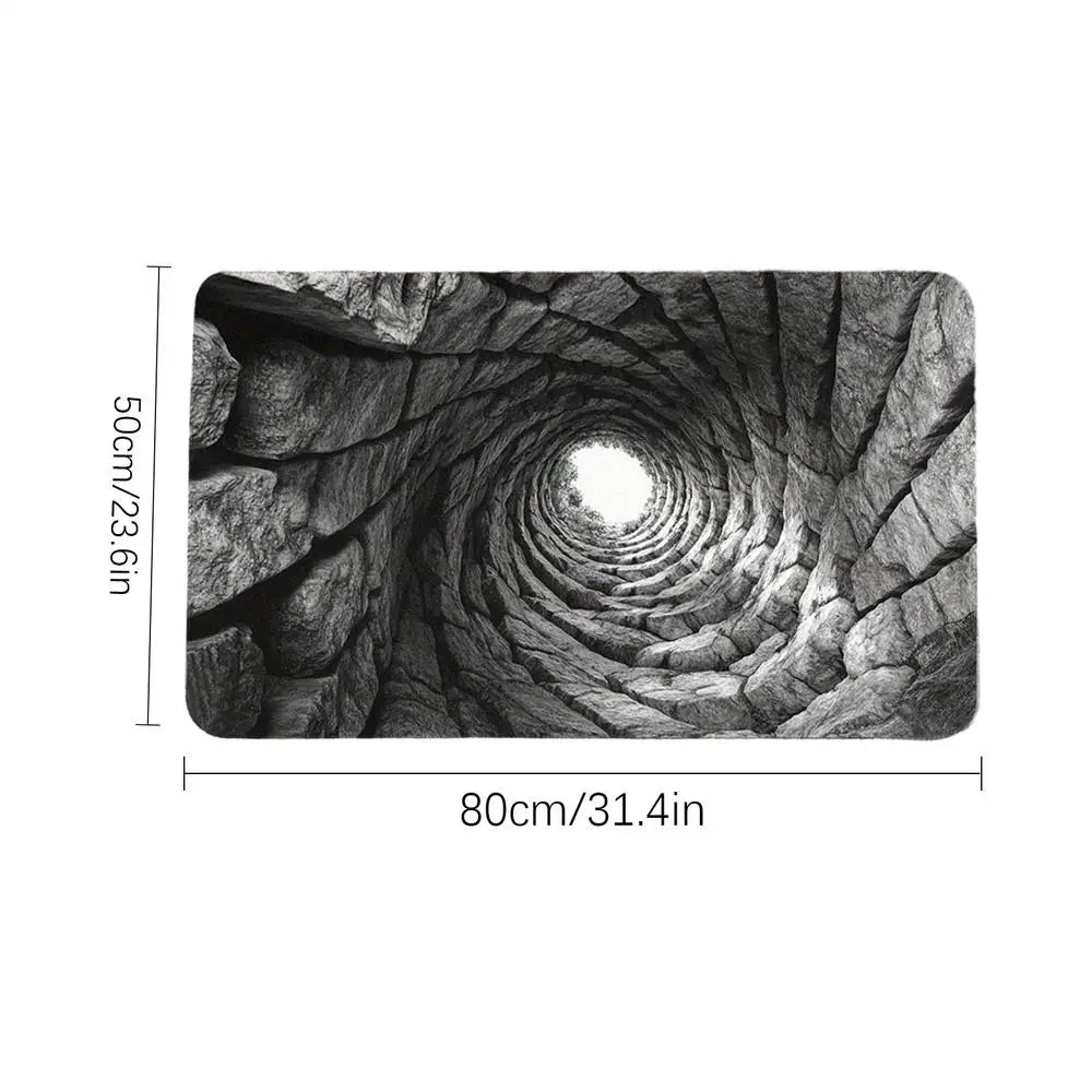 3D Floor Mats Optical Illusion Abyss Brick Stone Trap Illusion Non-Slip Absorbent Doormat 20x32" Entryway Rug For Indoor Outdoor