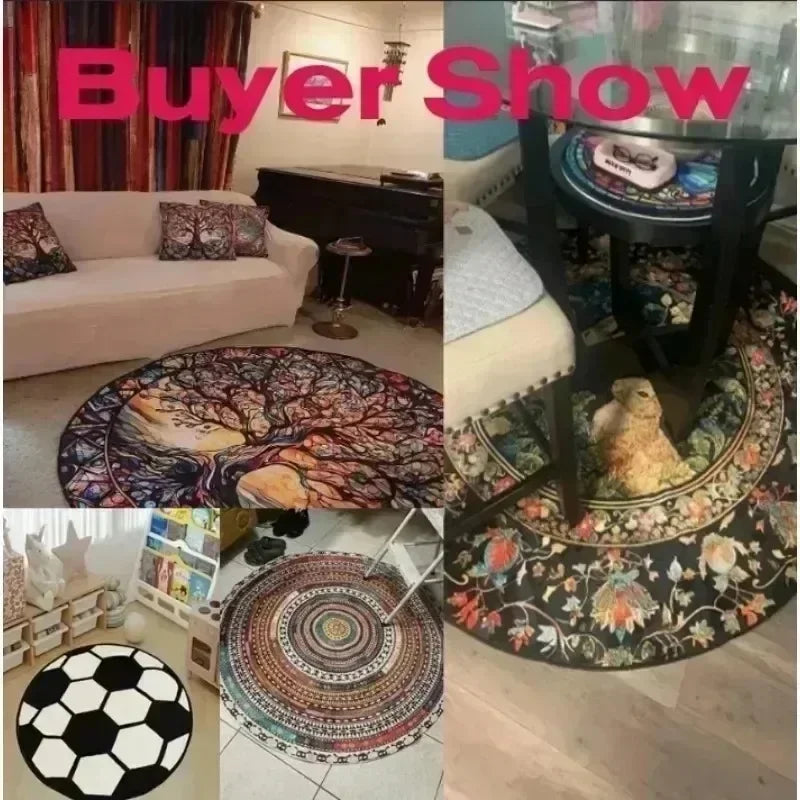 3D Ocean Hole Round Rug Blue Green Water Cave Optical Illusion Carpet Unique Living Room Home Decor Rugs