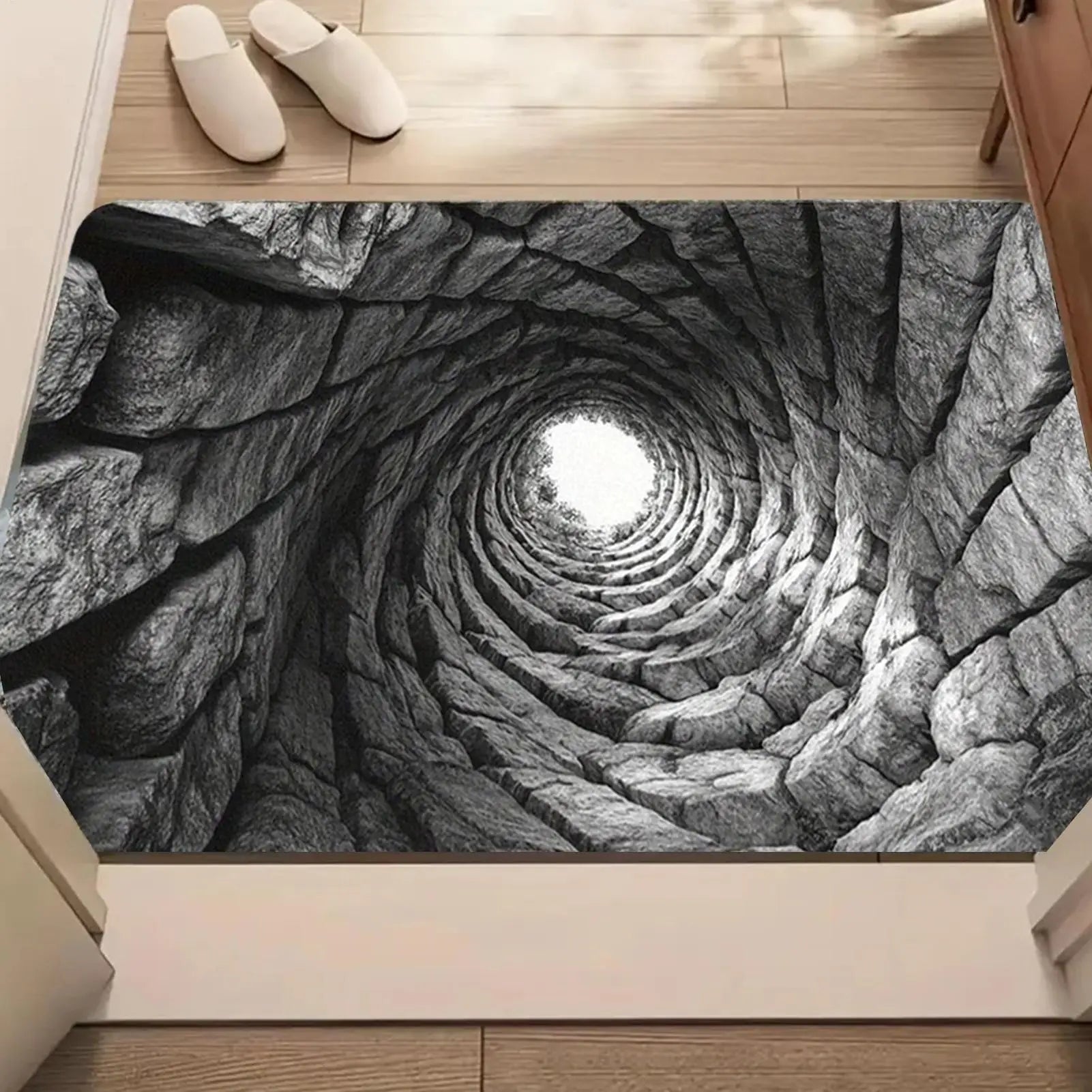 3D Floor Mats Optical Illusion Abyss Brick Stone Trap Illusion Non-Slip Absorbent Doormat 20x32" Entryway Rug For Indoor Outdoor