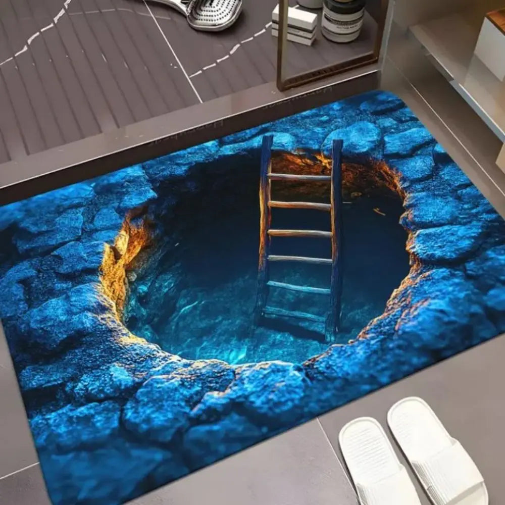 VIKAMA Creative 3D Water Hole Illusion Rug Anti Slip Floor Mat Stylish Home Entryway Carpet Household Decorative Floor Carpet