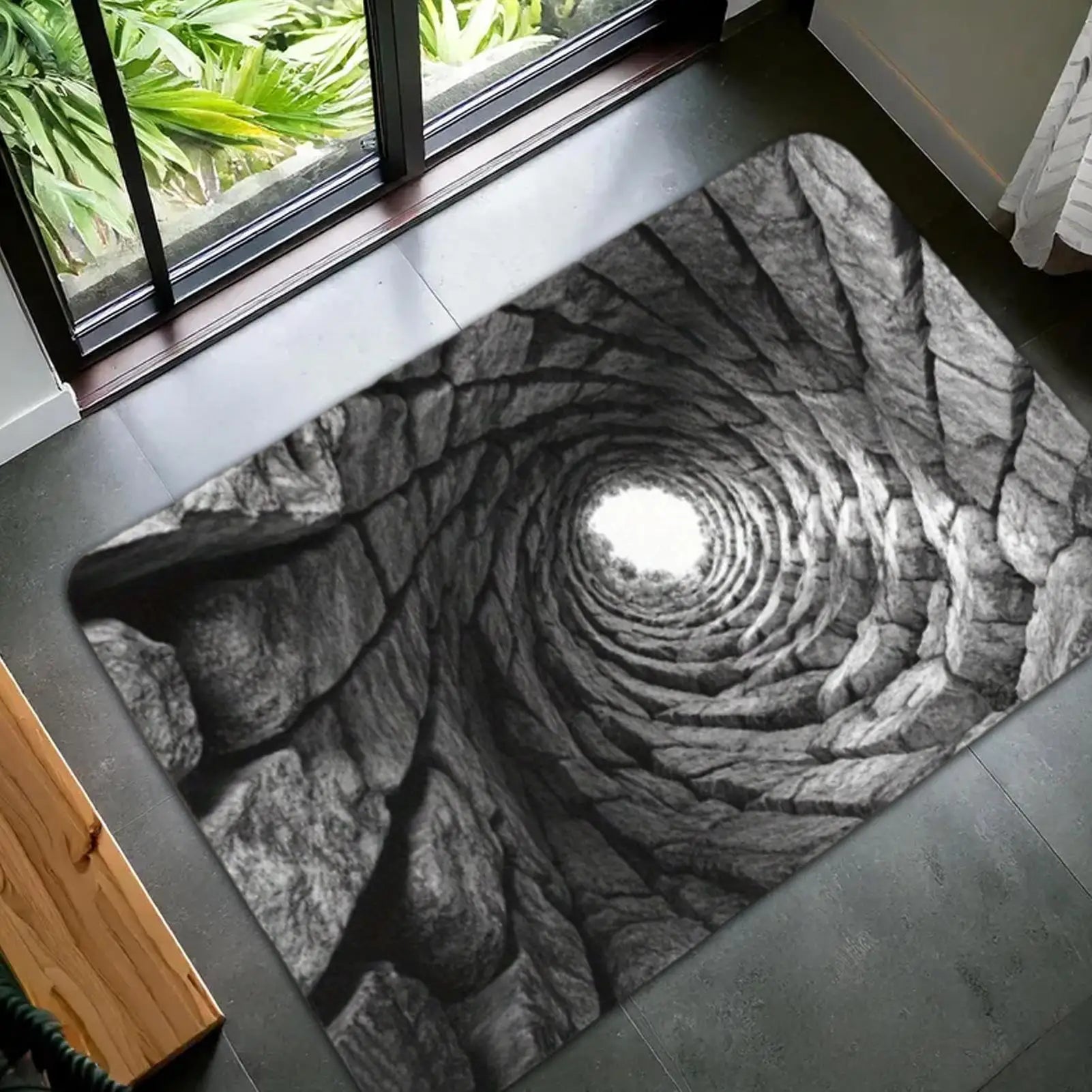 3D Floor Mats Optical Illusion Abyss Brick Stone Trap Illusion Non-Slip Absorbent Doormat 20x32" Entryway Rug For Indoor Outdoor