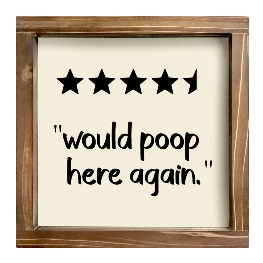 Kas Home Bathroom Decor Rustic Wood Funny Bathroom Wall Decor - Funny Bathroom Signs Apartment Decor for Toilet Bathroom Restroom Wall Hanging Plaque (7" x 7" White-WN)