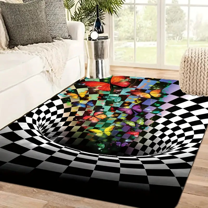 3D Geometric Illusion Rug - Non-Slip and Absorbent