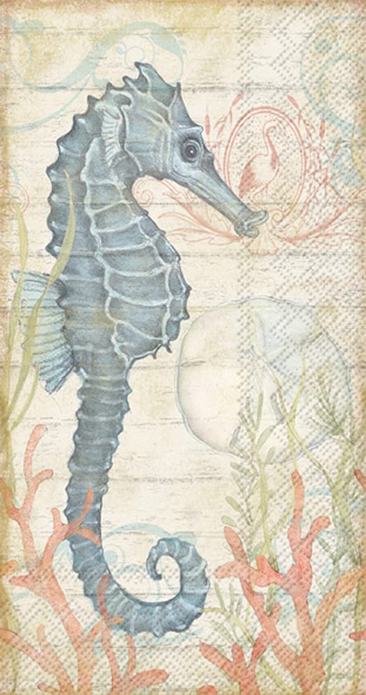 Disposable Hand Towels Decorative Paper Guest Towels for Bathroom or Paper Napkins Dinner Napkins Blue Seahorse Beach Bathroom Decor Pak 32