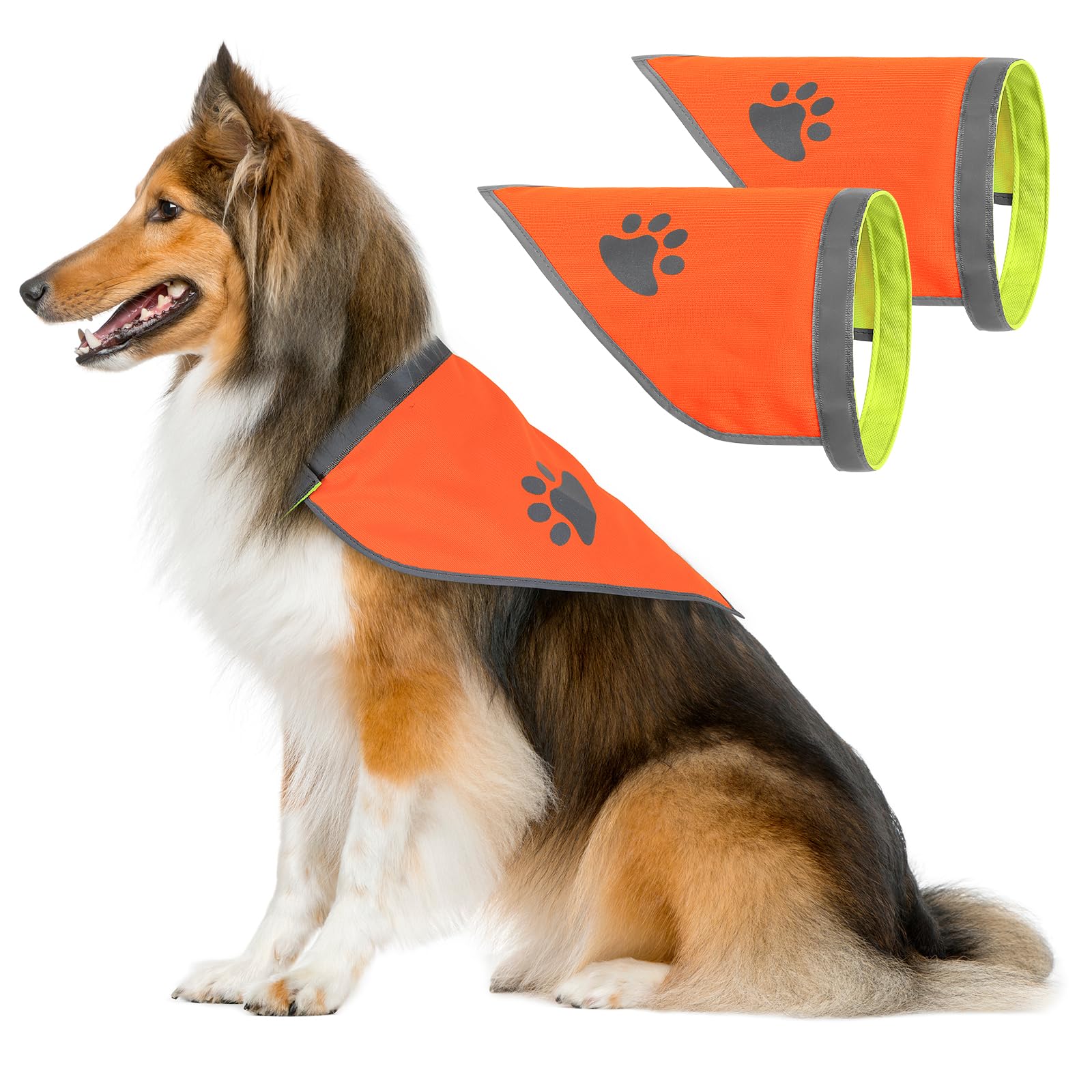 2 Pack Blaze Orange Dog Bandana Hi-Visibility Reflective XL Dog BandanasFall Dog Bandana Safety ScarfDog Hunting Gear Bandana for Walking Camping Hunting and Off Leash Exploration.