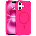 iPhone 16 Case Magnetic Liquid Silicone Phone Case iPhone 16 [Compatible with Magsafe] Shockproof Soft Gel Bumper Hot Pink